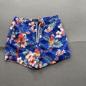 Abercrombie & Fitch Swim Shorts Mens Large Blue Tropical Parrot Floral Trunks
